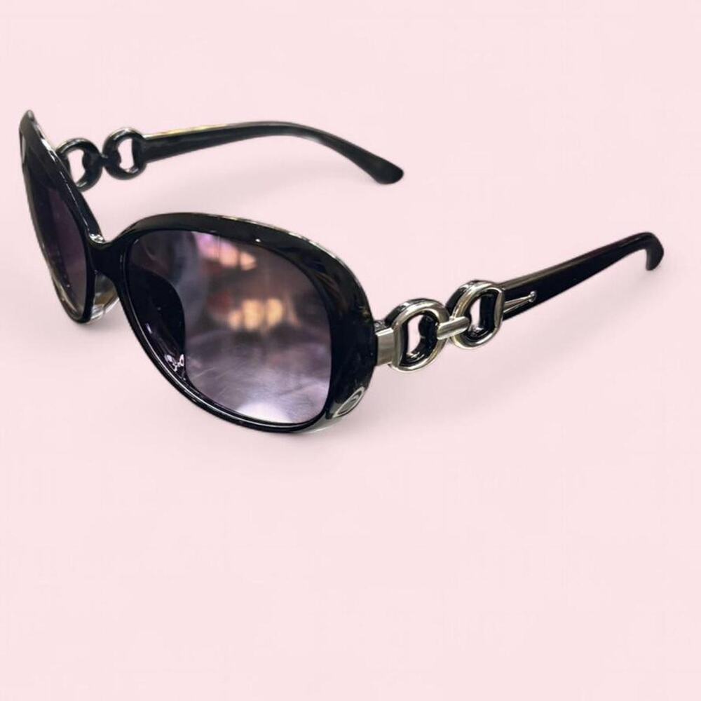 Women's Black y2k Oversized Sunglasses Glam Posh Coastal 2000s Mcbling